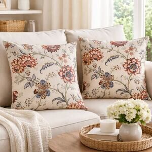 Waverly 18" x 17" Island Gem Jewel Cotton Pillow Covers Zip Closure Set Of 2 New